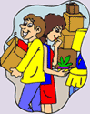 Image of a man and woman packing
