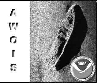 Center image: AWOIS, Right image: HSHR Side Scan Sonar image of the USS Monitor by the NOAA Ship WHITING
