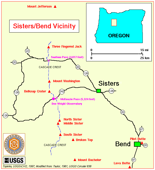 Map, Three Sisters Vicinity