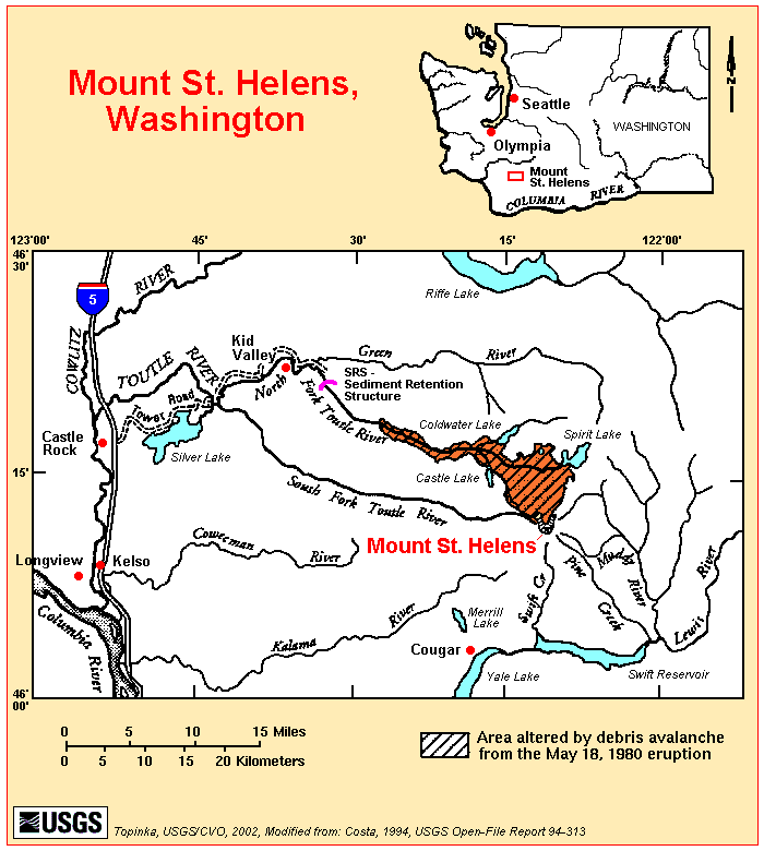 Map, Mount St. Helens Location