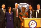 Appearing in the photo, from left to right: H.E. Salvador Stadthagen, Nicaraguan Ambassador to the U.S.; First Deputy Minister of Justice of Georgia, Ekaterine Gureshidze; Dr. Alan P. Larson, Under Se
