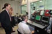 Researchers perform a test at the Advanced Powertrain Test Facility.