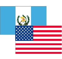 Banderas de Guatemala y EEUU Superpuestas