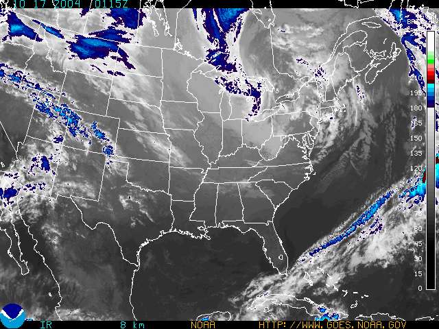 Infared Satellite Image for the Eastern Continental United States