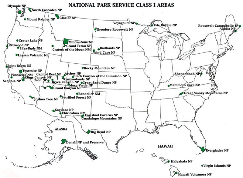 Map of NPS Class I Areas