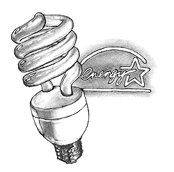 Drawing of Compact Florescent Bulb