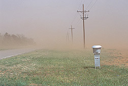 Photo: An ambient PM10 sampler in a West Texas dust storm. Link to photo information