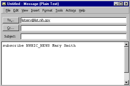 Picture of an e-mail message screen