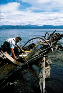 EC Waters shipwreck on Stevenson Island, Yellowstone NP