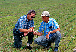Larry Heatherly (left) with farm consultant: Link to photo information