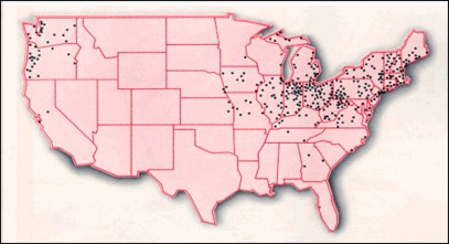 Map Illustrating the Prevalence of Combined Sewer Systems in the U.S.