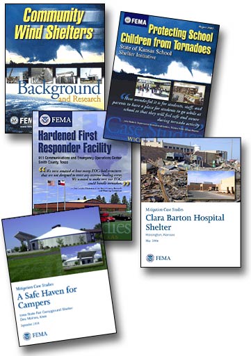 Collage graphic of Community Shelter Case Study covers. 