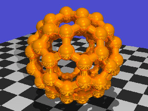 Bond-and-Stick Model  C-60 Buckminsterfullerene Molecule
