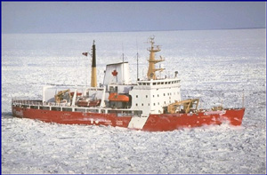 Canadian icebreaker in the Arctic Ocean