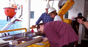 Collecting Core Sample On-board Drillship