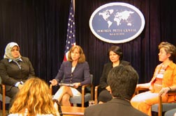 Under Secretary Dobriansky and Iraqi women leaders in discussion group
