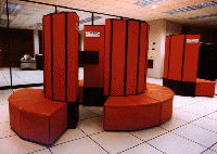 A Cray Supercomputer at the NSF-supported National Center for Supercomputer Applications located at the University of Illinois, Urbana-Champaign. This picture was taken in the mid-1980's.<BR>
<BR>
<font color=#DC143C><B><U>Important:</U>  Use of this image is restricted. Please see Restrictions (below) for complete information.</font></B>  Thumbnail