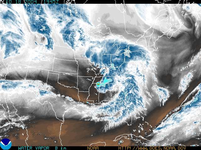 A recent water vapor image from GOES-12.  Click on the image for a larger view.