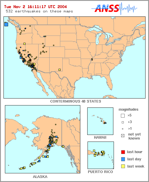 US Recent Earthquake Map