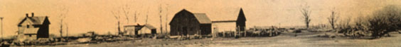 Photo of farm during 1930's dust bowl .