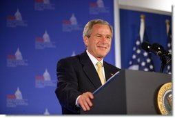 President George W. Bush delivers remarks to the National Federation of Independent Business (NFIB) 2004 Small Business Summit in Washington, D.C., Thursday, June 17, 2004. White House photo by Paul Morse.