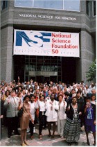 NSF staff in front of headquarters