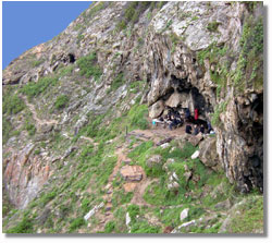 Blombos Cave on the shore of the Indian Ocean