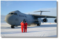 A C-141 cargo plane on the Pegasus runway