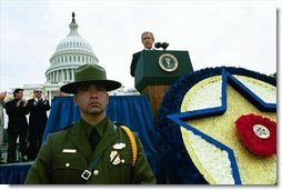 President George W. Bush speaks during the 22nd Annual Peace Officers Memorial Service at the U.S. Capitol in Washington, D.C., Thursday, May 15, 2003. "Over the past 20 months, Americans have rediscovered how much we owe the men and women who repeat an oath and carry a badge," said the President. White House photo by Paul Morse.