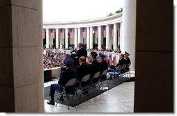 President George W. Bush gives a Memorial Day address at Arlington National Cemetery. Monday, May 26, 2003. White House photo by Tina Hager.