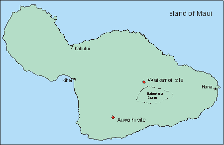 location map of study sites on Maui