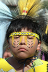 American Indian boy dressed in festive costume