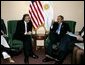 President George W. Bush meets with President Nestor Kirchner of Argentina in Monterrey, Mexico, Tuesday, Jan. 13, 2004. White House photo by Eric Draper.