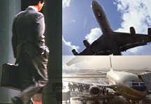 Pictures of a man and the airplanes