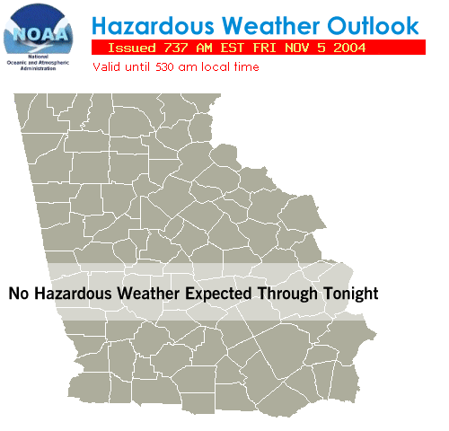 Graphical Depiction of Hazardous Weather Outlook. Click on map for text version