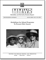 Imagen de la portada de MMWR - Pautas para los programas escolares orientadas a prevenir el cncer de piel (Guidelines for School Programs to Prevent Skin Cancer)