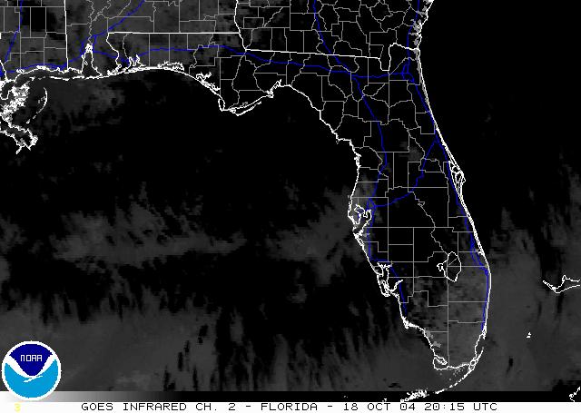 A recent water vapor image from GOES-12, zoomed in over Florida.  Click on the image for a larger view.