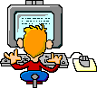 Animation:  Boy typing at computer
