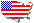 Outline map of U.S. mainland in stars and stripes