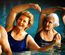 Older women in water aerobics class