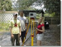 In their summer program, Jonathan Sanek, Ian Scott, and Laura DeAngelo will be using an OPTECH, Inc. 3-D laser imager to assess damage to structures.