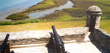The cannons of Fort Matanzas overlook the marsh