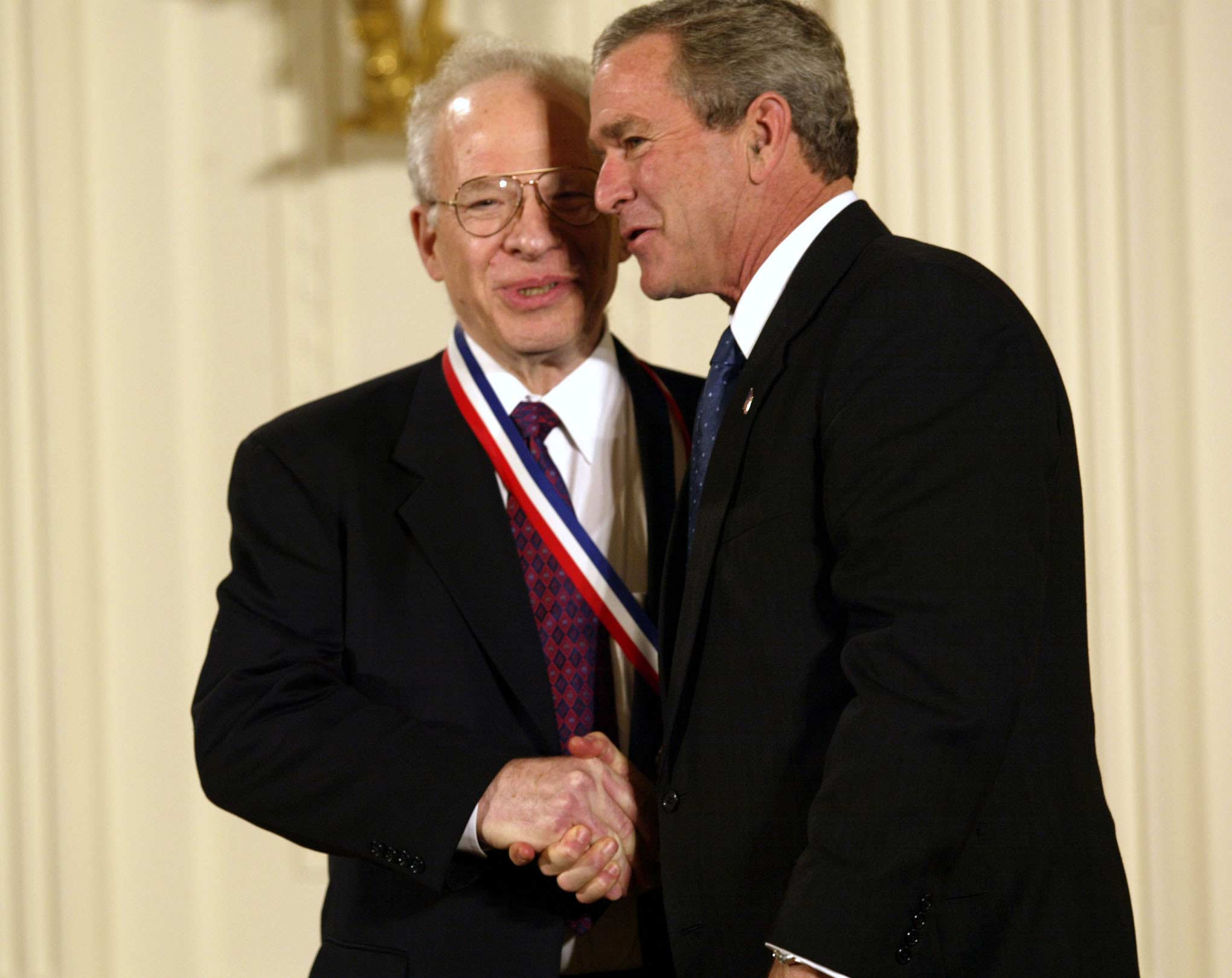 Photo of awardee and President Bush
