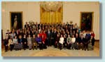 Photo of President Bush, NSF Acting Director Bemet, OSTP Director Marburger and teachers