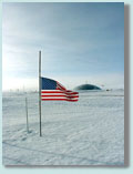 U.S. flag at half-staff at the geographic South Pole and over NSF's Amundsen-Scott South Pole Station in memory of the seven NASA astronauts who died aboard the space shuttle Columbia
