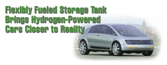 Flexibly Fueled Storage Tank Brings Hydrogen-Powered Cars Closer to Reality (photo of hydrogen-powered car).