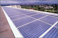 Photo of photovoltaic panels on the Solar Enery Research Facility at the National Renewable Energy Laboratory.