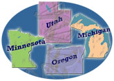 image of states; Michigan, Minnesota, Oregon, & Utah