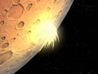 Illustration of impact after large piece of debris strikes planet
