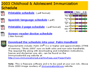 Image of NIP vaccination schedule download options.